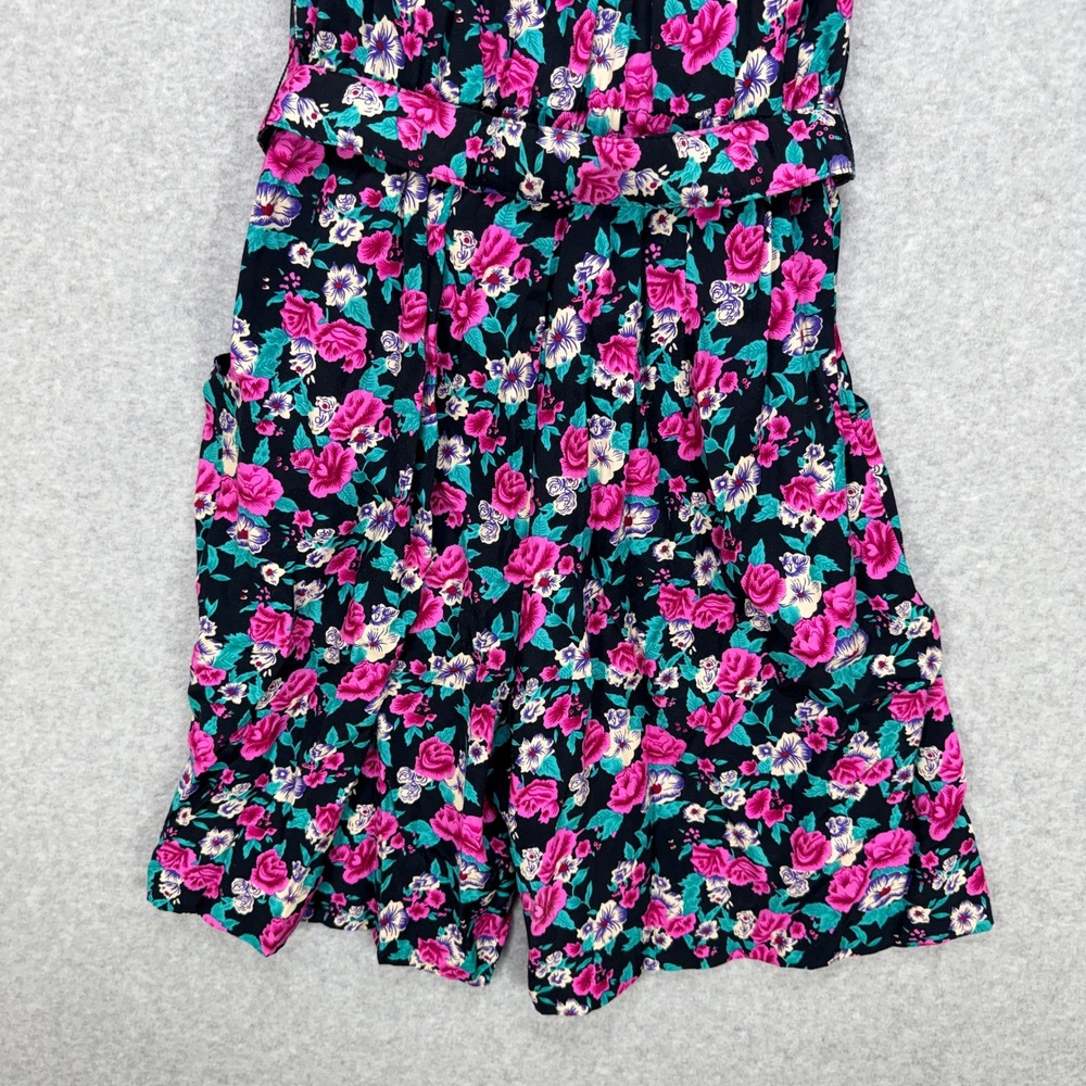 E.D. Michaels Floral Romper 9/10P Multicolor VTG 90s Cottagecore Shoulder Pads - Picture 8 of 15